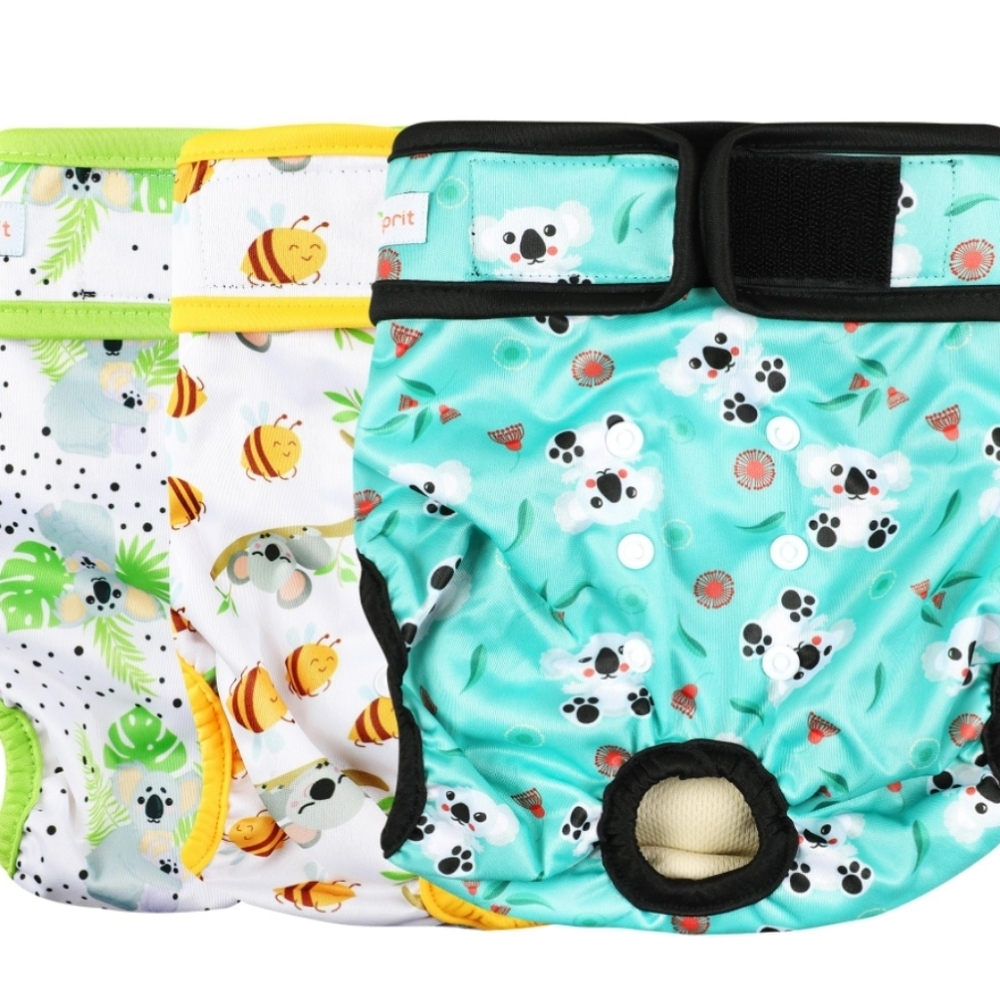 Langsprit 3pk Washable Female Dog Diapers In Koala Print Size Large